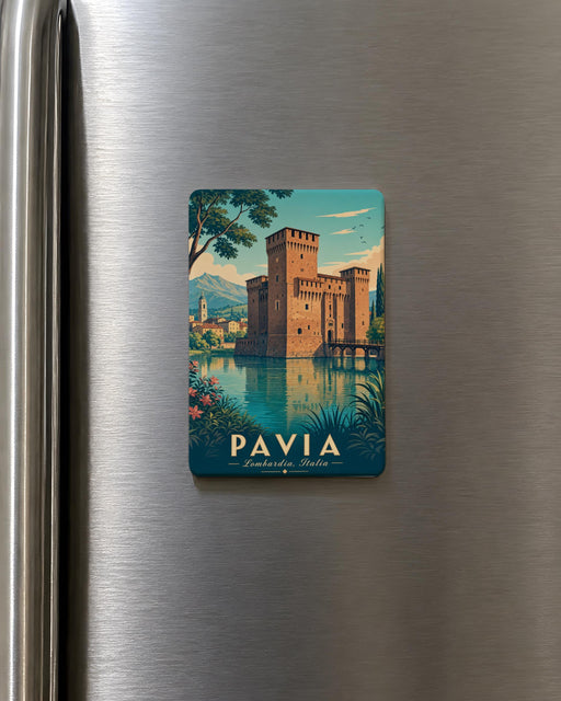 Castello Visconteo Fridge Magnet, Italian Castle Landmark Souvenir Magnet, Pavia Italy Travel Keepsake Magnet