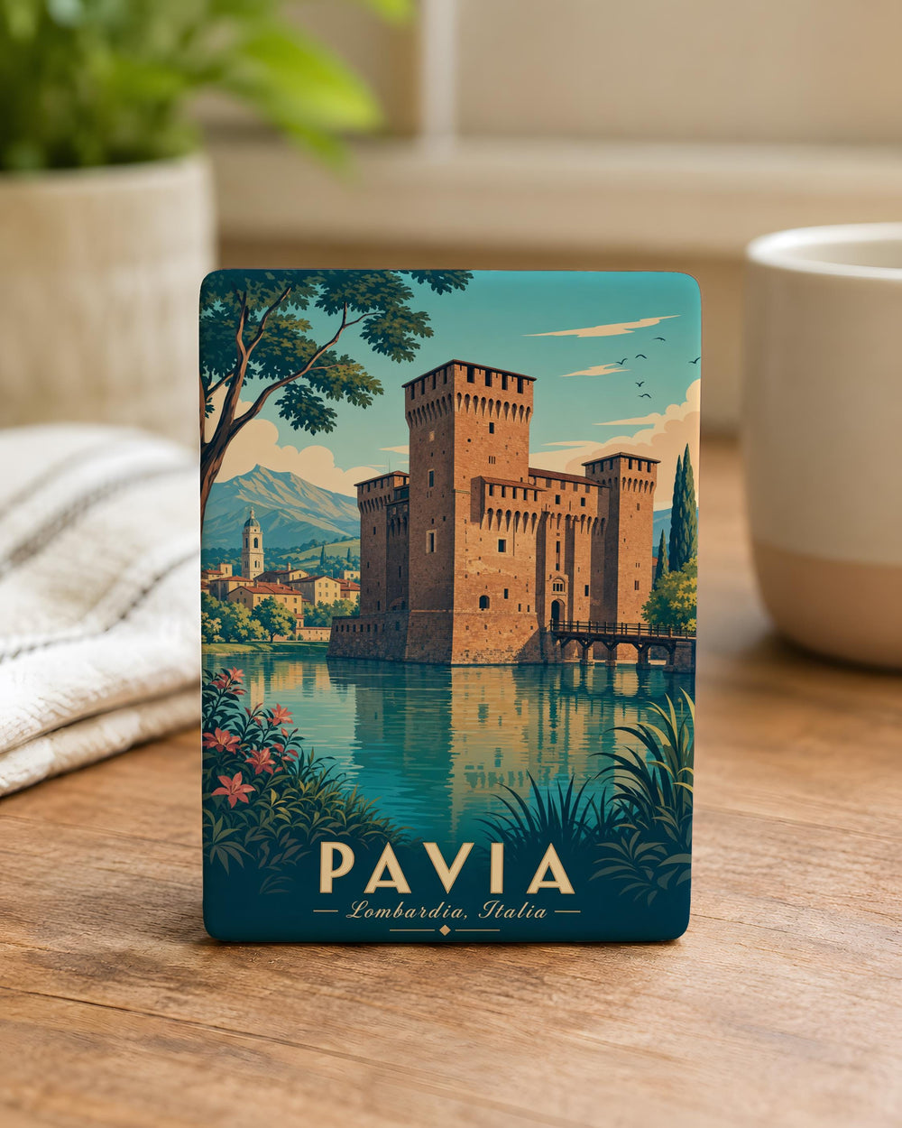 Castello Visconteo Fridge Magnet, Italian Castle Landmark Souvenir Magnet, Pavia Italy Travel Keepsake Magnet
