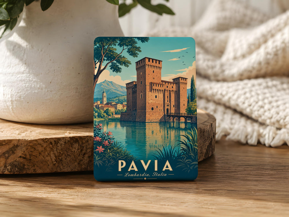 Castello Visconteo Fridge Magnet, Italian Castle Landmark Souvenir Magnet, Pavia Italy Travel Keepsake Magnet