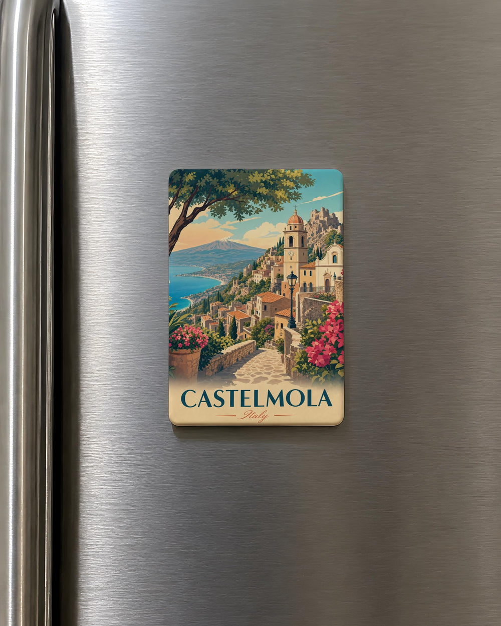 Castelmola Italy Fridge Magnet, Castelmola Sicily Souvenir Magnet, Italian Village Travel Keepsake, Taormina Area Gift