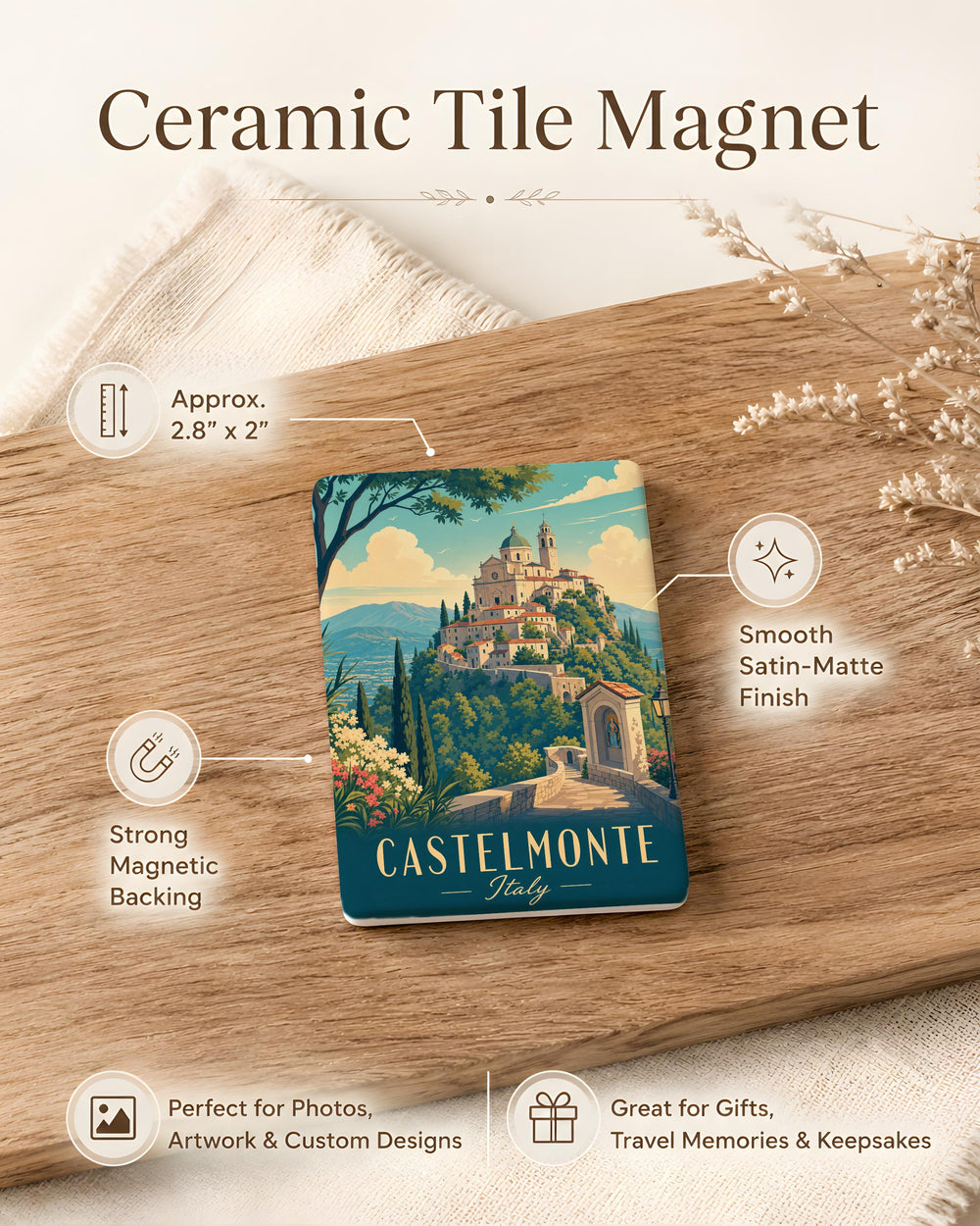 Castelmonte Italy Fridge Magnet, Castelmonte Sanctuary Souvenir Magnet, Italy Travel Keepsake, Friuli Venezia Giulia Magnet