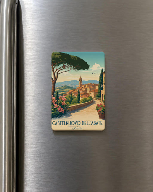 Castelnuovo dell’Abate Fridge Magnet, Tuscany Italy Village Souvenir Magnet, Italian Travel Landmark Refrigerator Magnet