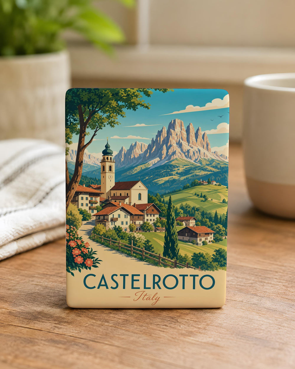 Castelrotto Italy Fridge Magnet, Alpe di Siusi Dolomites Souvenir Magnet, South Tyrol Travel Gift, Italian Village Keepsake