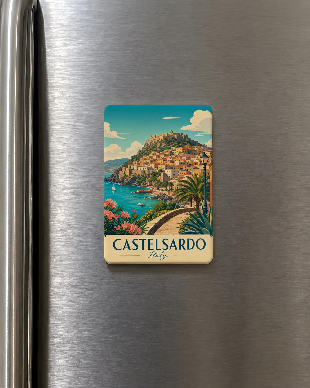 Castelsardo Italy Fridge Magnet, Castelsardo Sardinia Travel Souvenir Magnet, Italian Coastal Town Landmark Magnet