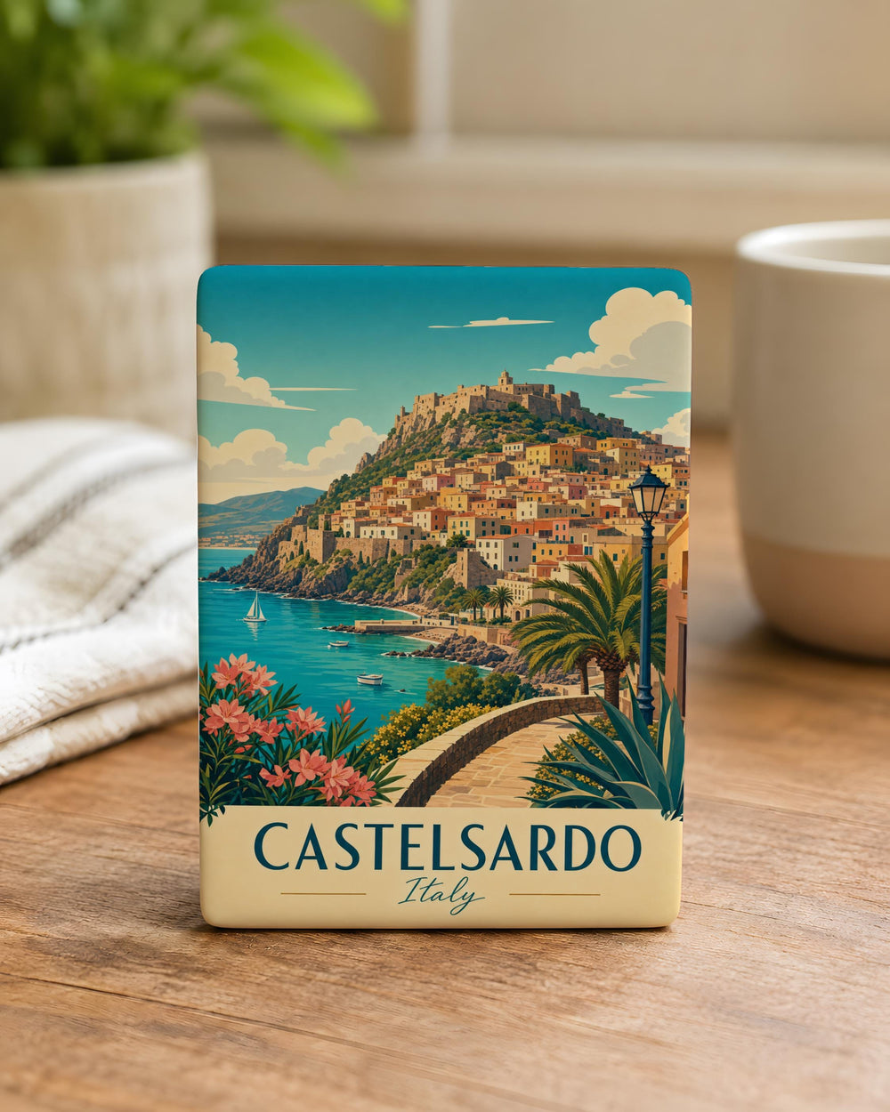 Castelsardo Italy Fridge Magnet, Castelsardo Sardinia Travel Souvenir Magnet, Italian Coastal Town Landmark Magnet