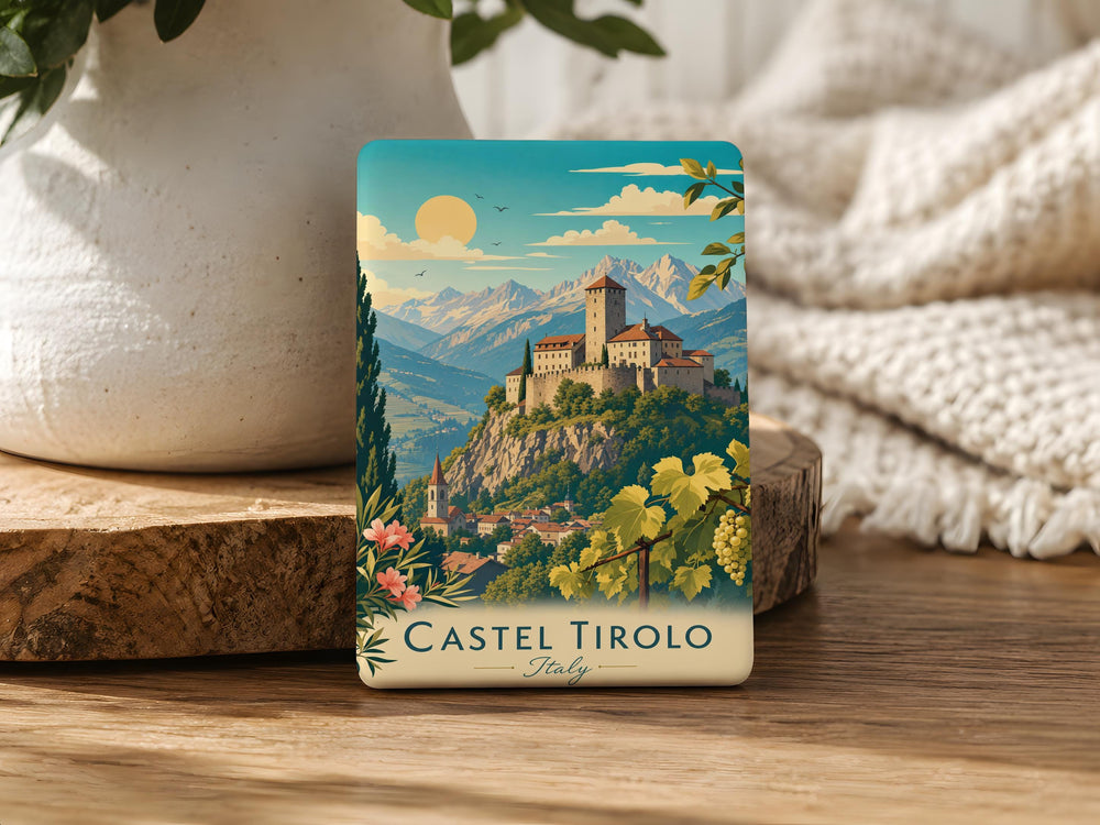 Castel Tirolo Castle Fridge Magnet, Tyrol Italy Landmark Souvenir Magnet, Medieval Fortress Travel Keepsake Magnet