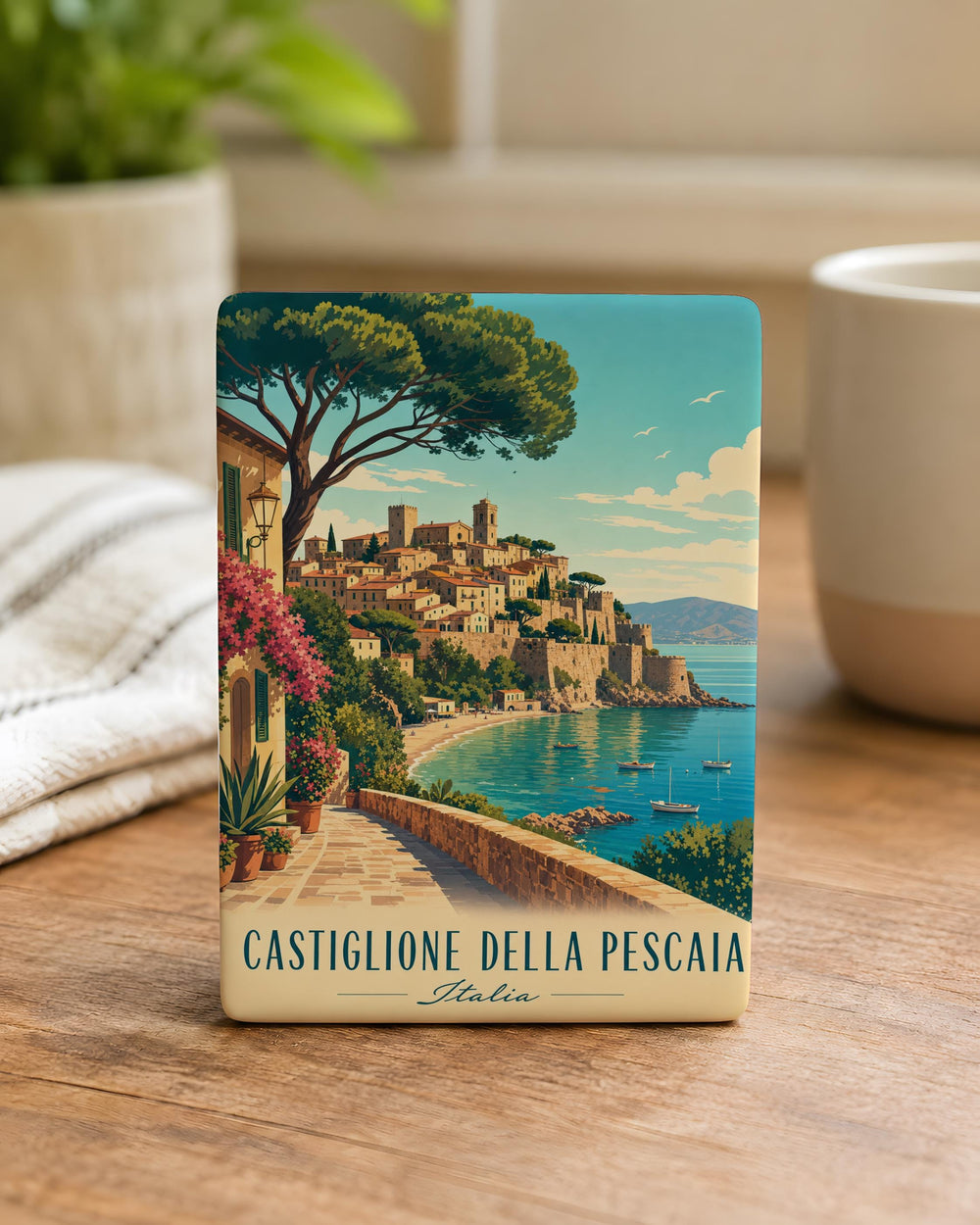 Castiglione della Pescaia Italy Fridge Magnet, Tuscan Coastal Town Souvenir Magnet, Travel Gift Keepsake