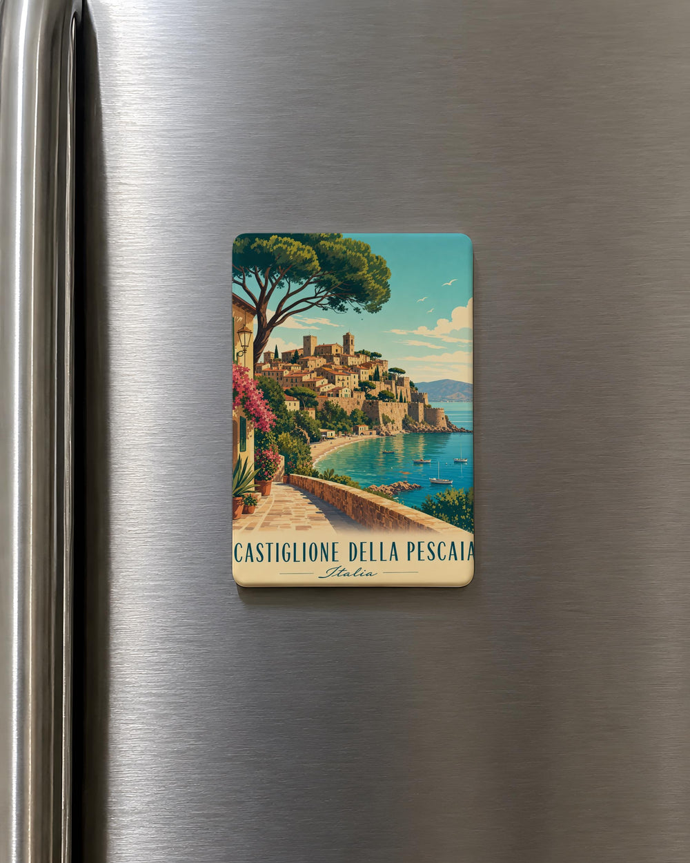 Castiglione della Pescaia Italy Fridge Magnet, Tuscan Coastal Town Souvenir Magnet, Travel Gift Keepsake