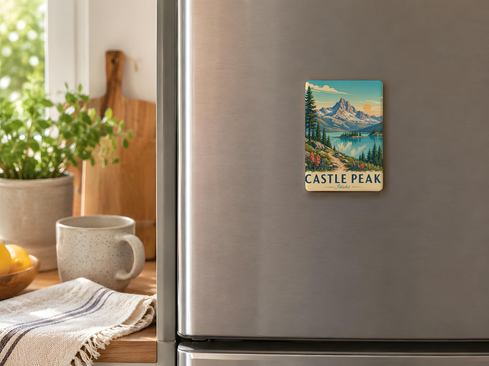 Castle Peak Idaho Fridge Magnet, Idaho Mountain Landmark Souvenir Magnet, Castle Peak Travel Keepsake, Idaho Gift Magnet
