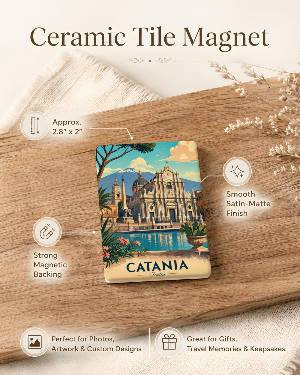 Cattedrale di Catania Fridge Magnet, Catania Sicily Cathedral Souvenir Magnet, Italy Travel Landmark Kitchen Magnet