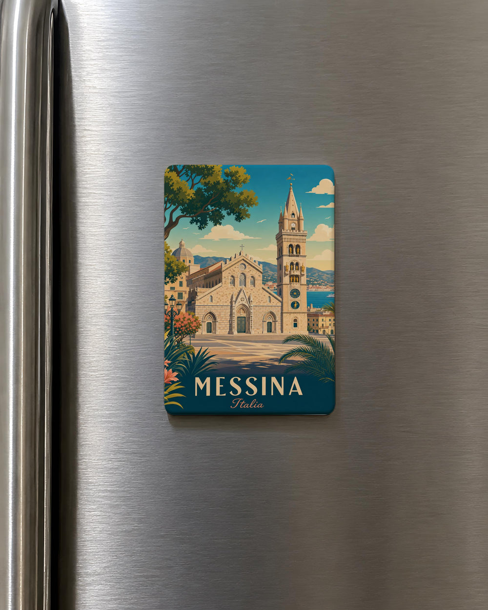 Cattedrale di Messina Fridge Magnet, Messina Cathedral Souvenir Magnet, Sicily Italy Landmark Travel Gift Magnet