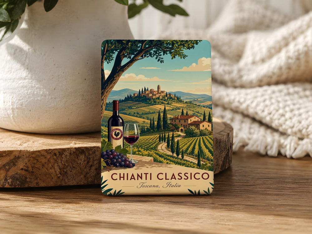 Chianti Classico Fridge Magnet, Italian Wine Region Souvenir, Tuscany Vineyard & Wine Label Kitchen Magnet