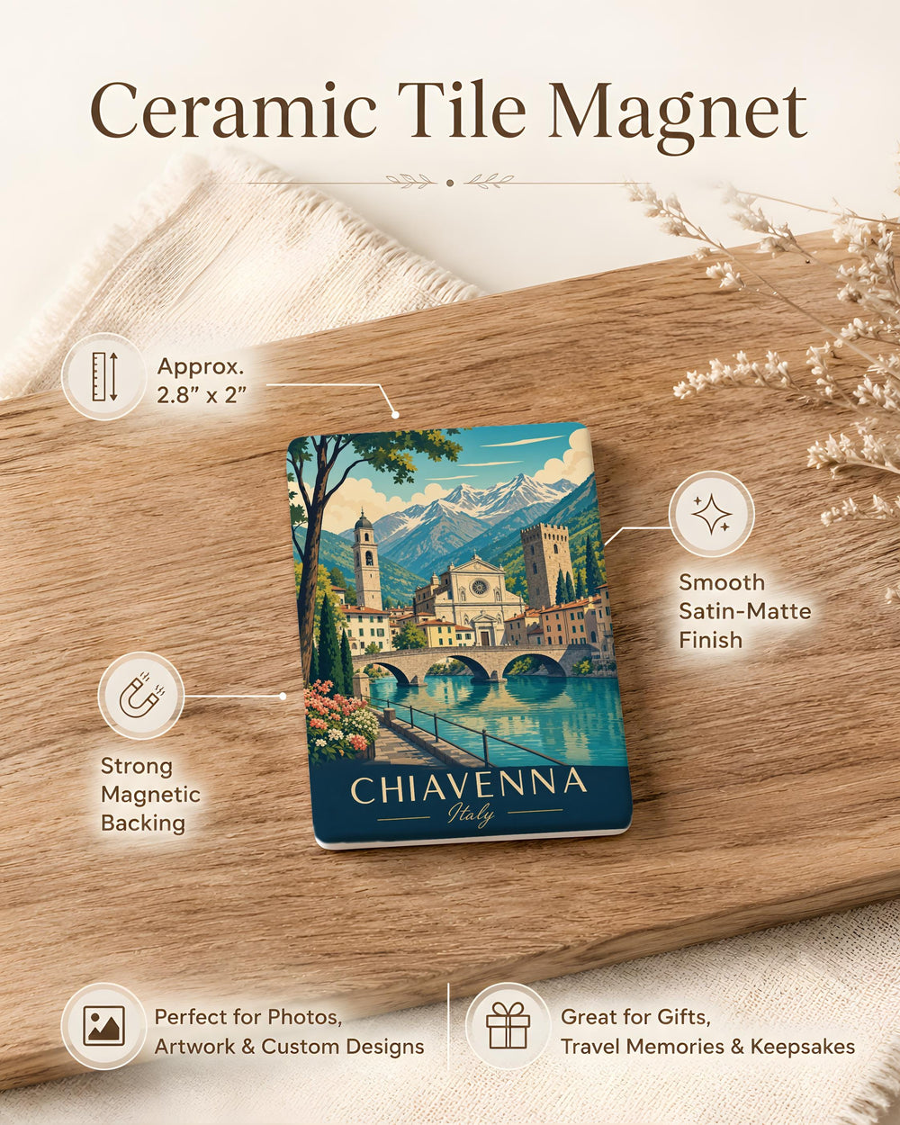 Chiavenna Italy Fridge Magnet, Chiavenna Souvenir Magnet, Italian Travel Keepsake, Italy Vacation Gift, Lombardy Italy Magnet