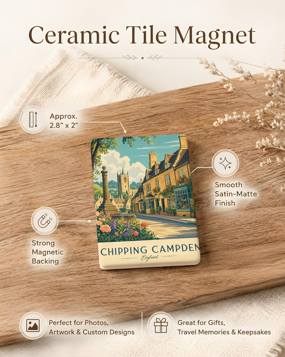 Chipping Campden Fridge Magnet, Cotswolds England Village Souvenir Magnet, Historic Market Town Travel Keepsake