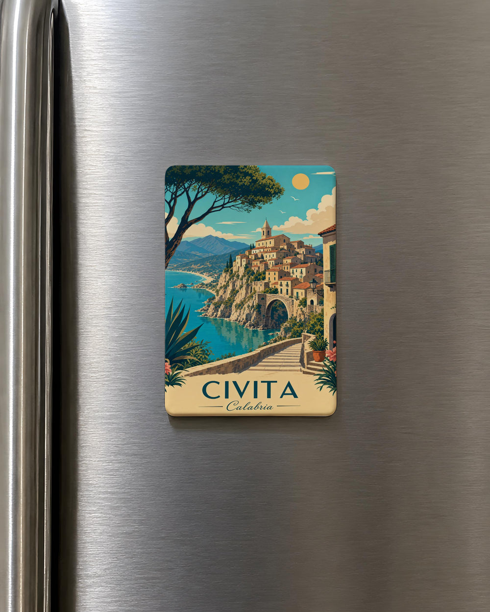 Civita Calabria Italy Fridge Magnet, Civita Village Souvenir Magnet, Calabria Travel Gift, Italian Town Landmark Magnet