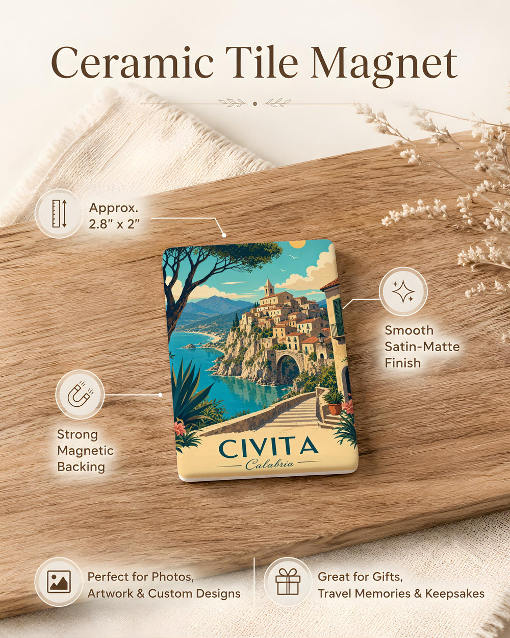 Civita Calabria Italy Fridge Magnet, Civita Village Souvenir Magnet, Calabria Travel Gift, Italian Town Landmark Magnet