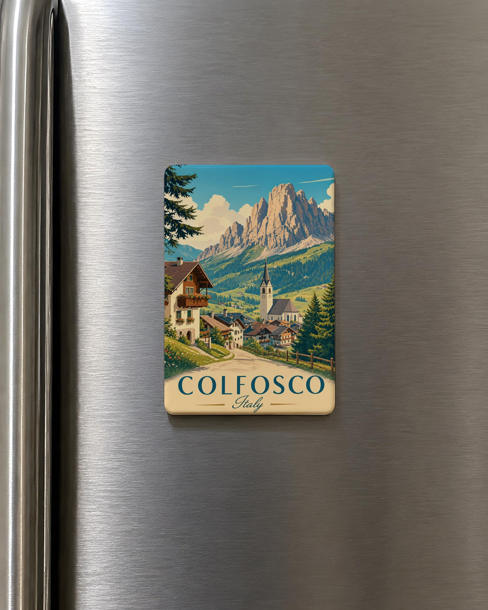 Colfosco Italy Fridge Magnet, Dolomites Mountain Village Souvenir, South Tyrol Travel Keepsake, Italian Alps Gift
