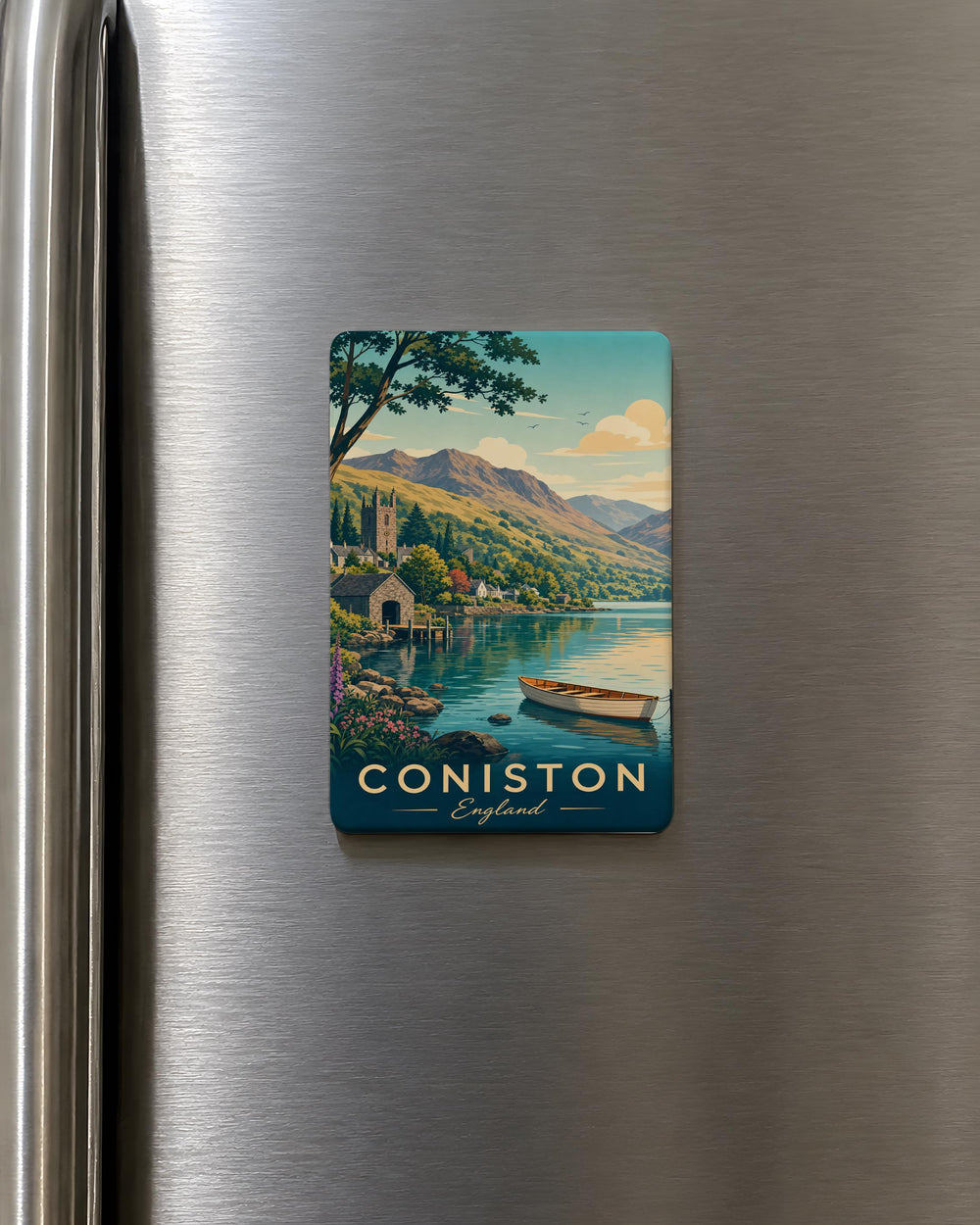 Coniston England Fridge Magnet, Lake District Souvenir Magnet, Coniston Village Travel Gift, UK Landmark Keepsake Magnet