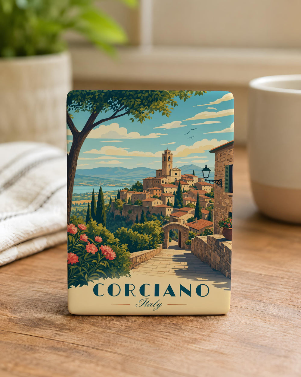 Corciano Italy Fridge Magnet, Corciano Village Souvenir Magnet, Umbria Travel Gift, Italian Town Landmark Magnet