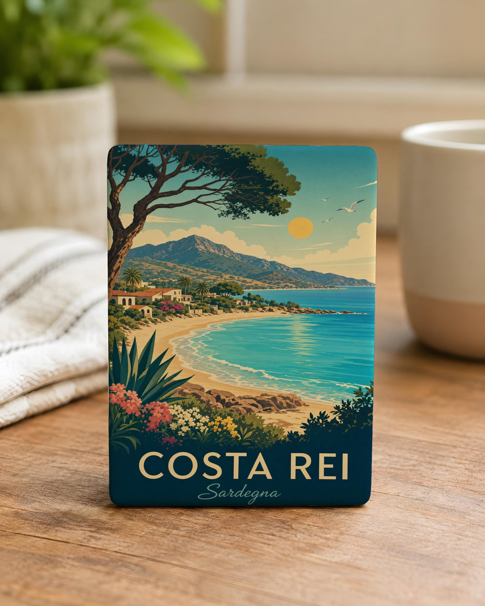 Costa Rei Beach Fridge Magnet, Sardinia Italy Coastal Town Souvenir Magnet, Mediterranean Sea Travel Keepsake Magnet