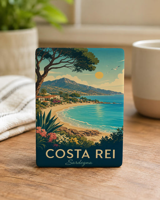 Costa Rei Beach Fridge Magnet, Sardinia Italy Coastal Town Souvenir Magnet, Mediterranean Sea Travel Keepsake Magnet