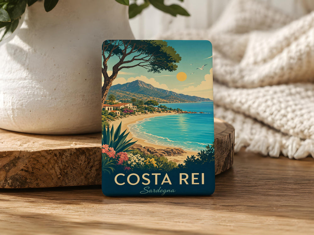 Costa Rei Beach Fridge Magnet, Sardinia Italy Coastal Town Souvenir Magnet, Mediterranean Sea Travel Keepsake Magnet