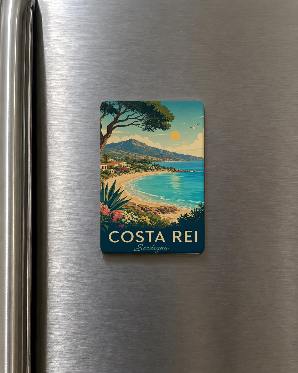 Costa Rei Beach Fridge Magnet, Sardinia Italy Coastal Town Souvenir Magnet, Mediterranean Sea Travel Keepsake Magnet