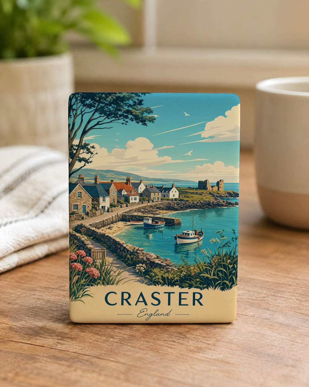 Craster England Fridge Magnet, Craster Village Northumberland Souvenir Magnet, England Coast Travel Keepsake Magnet