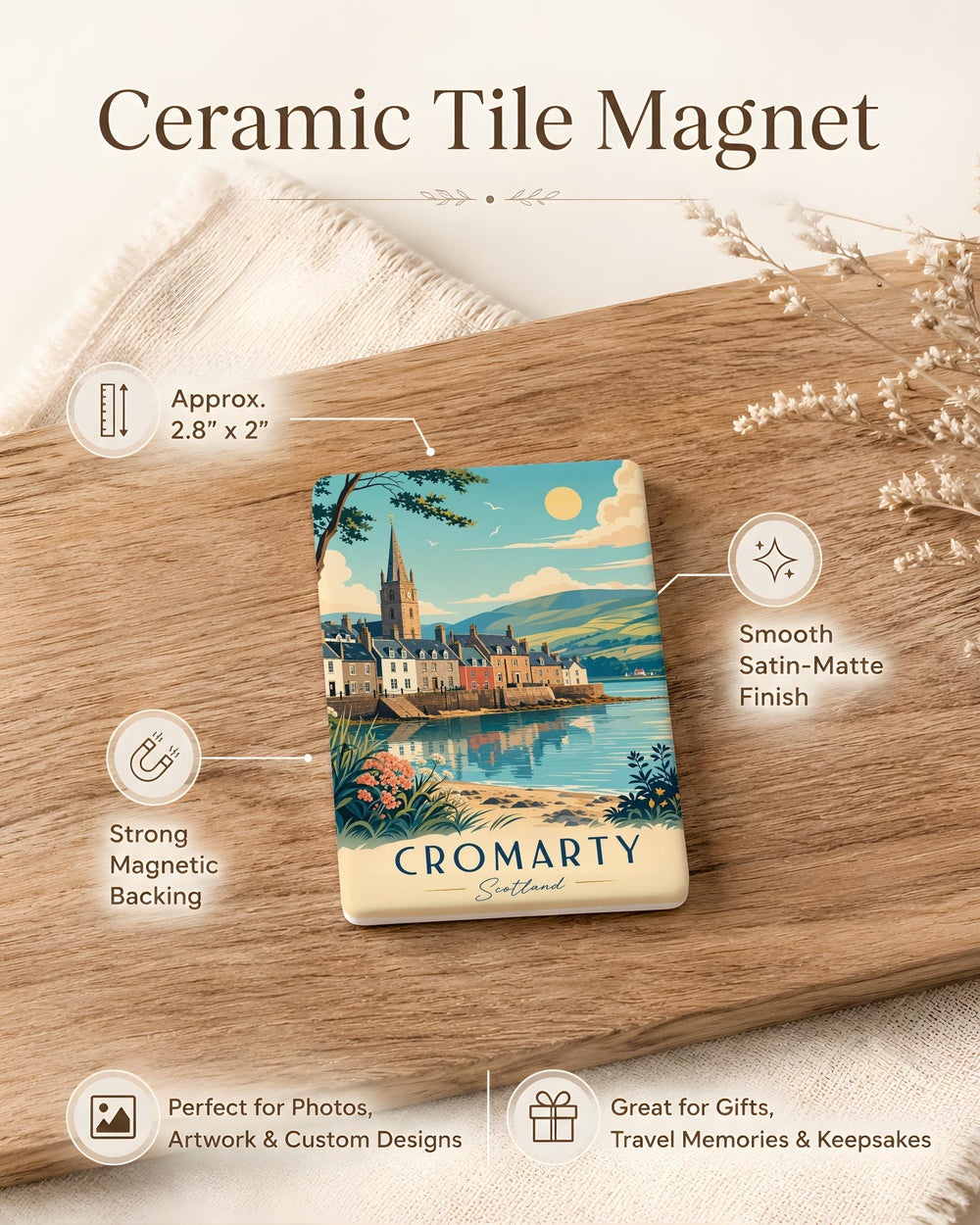 Cromarty Scotland Fridge Magnet, Cromarty Firth Highland Village Souvenir, Scottish Travel Gift, Coastal Town Keepsake Magnet
