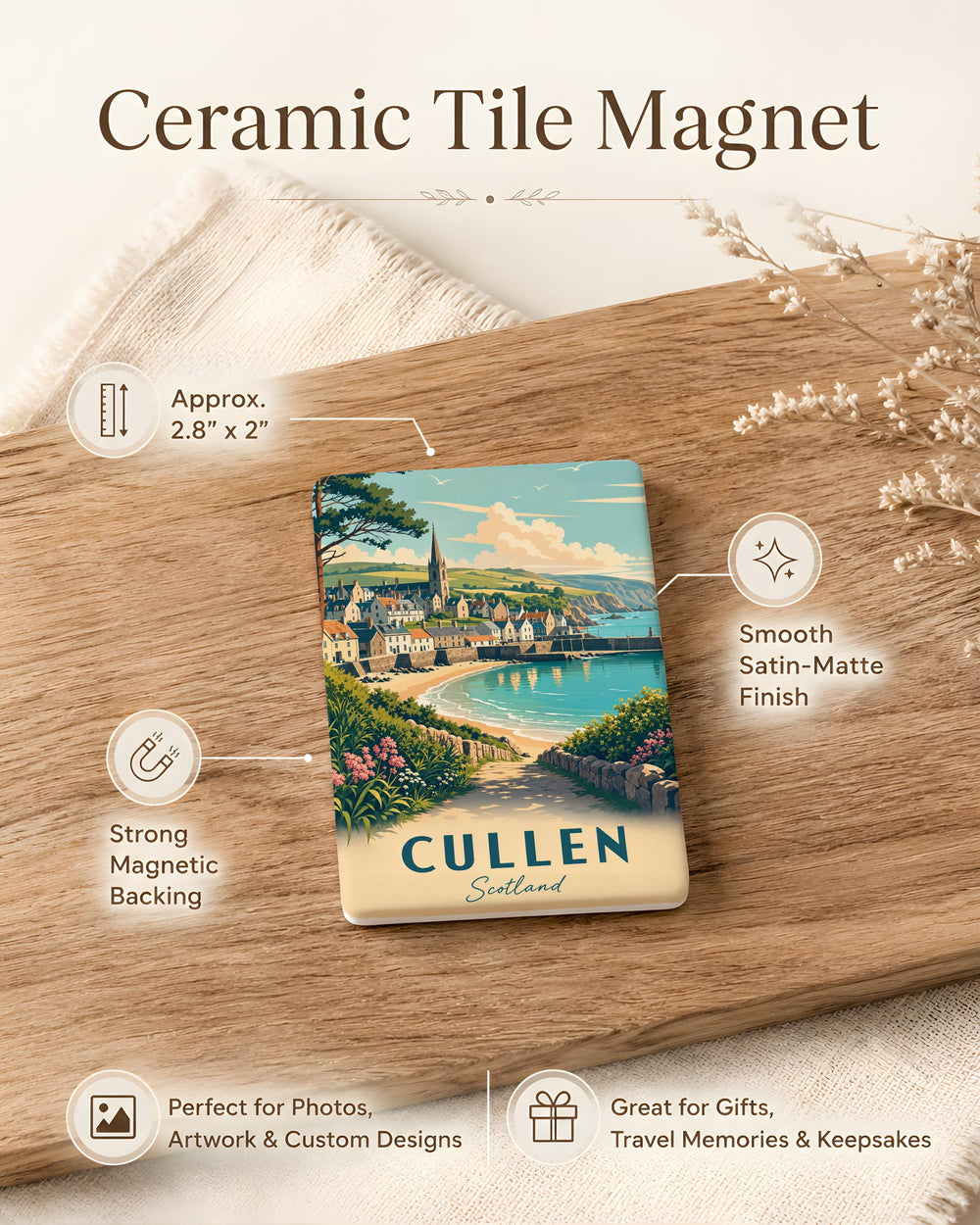 Cullen Scotland Fridge Magnet, Cullen Coastal Town Souvenir Magnet, Scotland Travel Gift, Moray Firth Keepsake Magnet