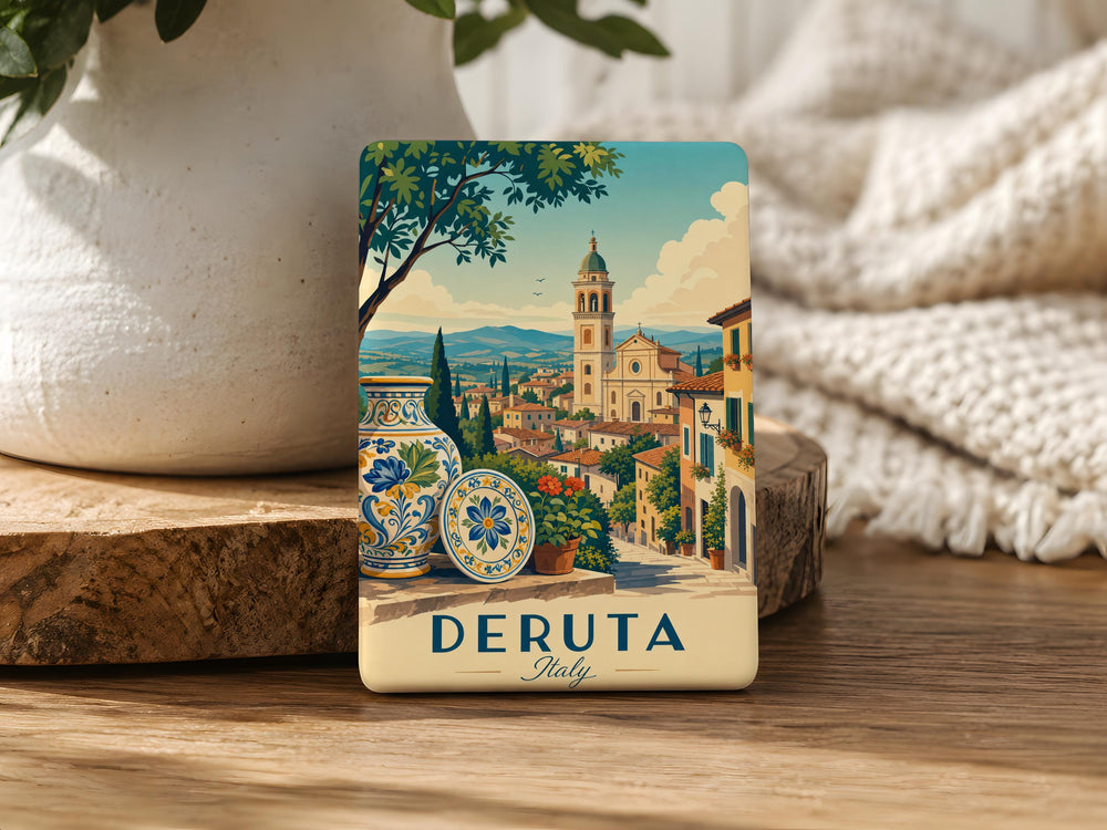 Deruta Italy Fridge Magnet, Deruta Town Souvenir Magnet, Italy Travel Keepsake, Umbria Gift, Italian Village Magnet
