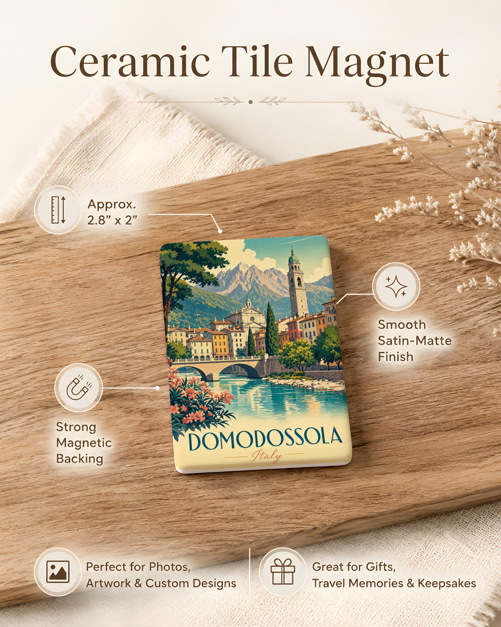 Domodossola Italy Fridge Magnet, Domodossola Souvenir Magnet, Italian Travel Gift, Piedmont Italy Keepsake Magnet
