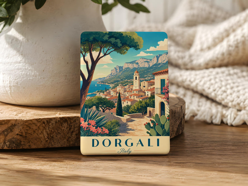 Dorgali Italy Fridge Magnet, Sardinia Travel Souvenir Magnet, Dorgali Town Landmark Keepsake Refrigerator Magnet