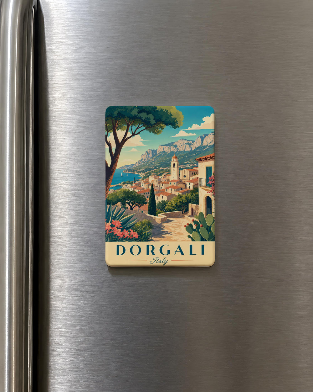 Dorgali Italy Fridge Magnet, Sardinia Travel Souvenir Magnet, Dorgali Town Landmark Keepsake Refrigerator Magnet