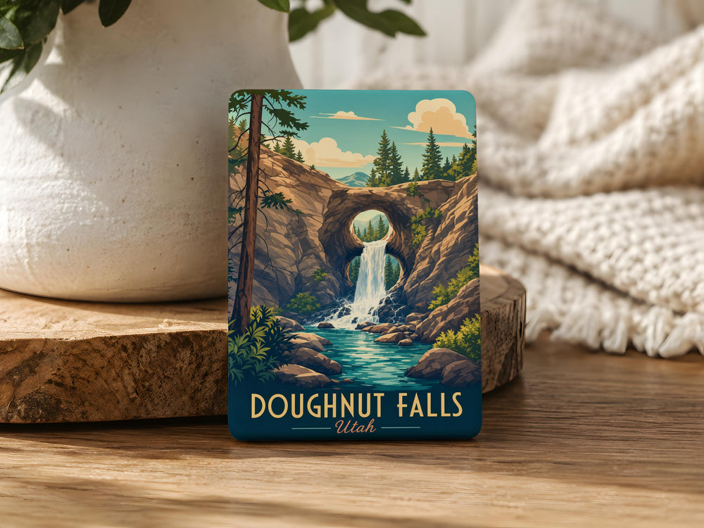 Doughnut Falls Utah Fridge Magnet, Waterfall Hiking Trail Souvenir, Utah Nature Landmark Magnet