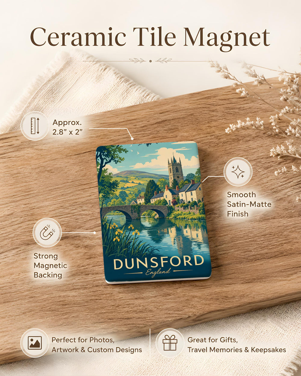 Dunsford England Fridge Magnet, Dunsford Village Souvenir Magnet, Devon UK Travel Gift, English Countryside Keepsake Magnet