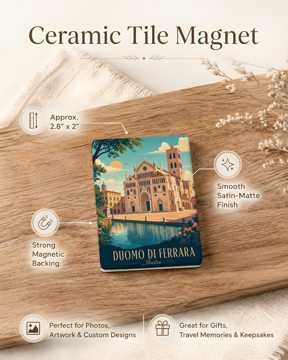 Duomo di Ferrara Cathedral Fridge Magnet, Ferrara Italy Landmark Souvenir Magnet, Historic Church Travel Keepsake Gift