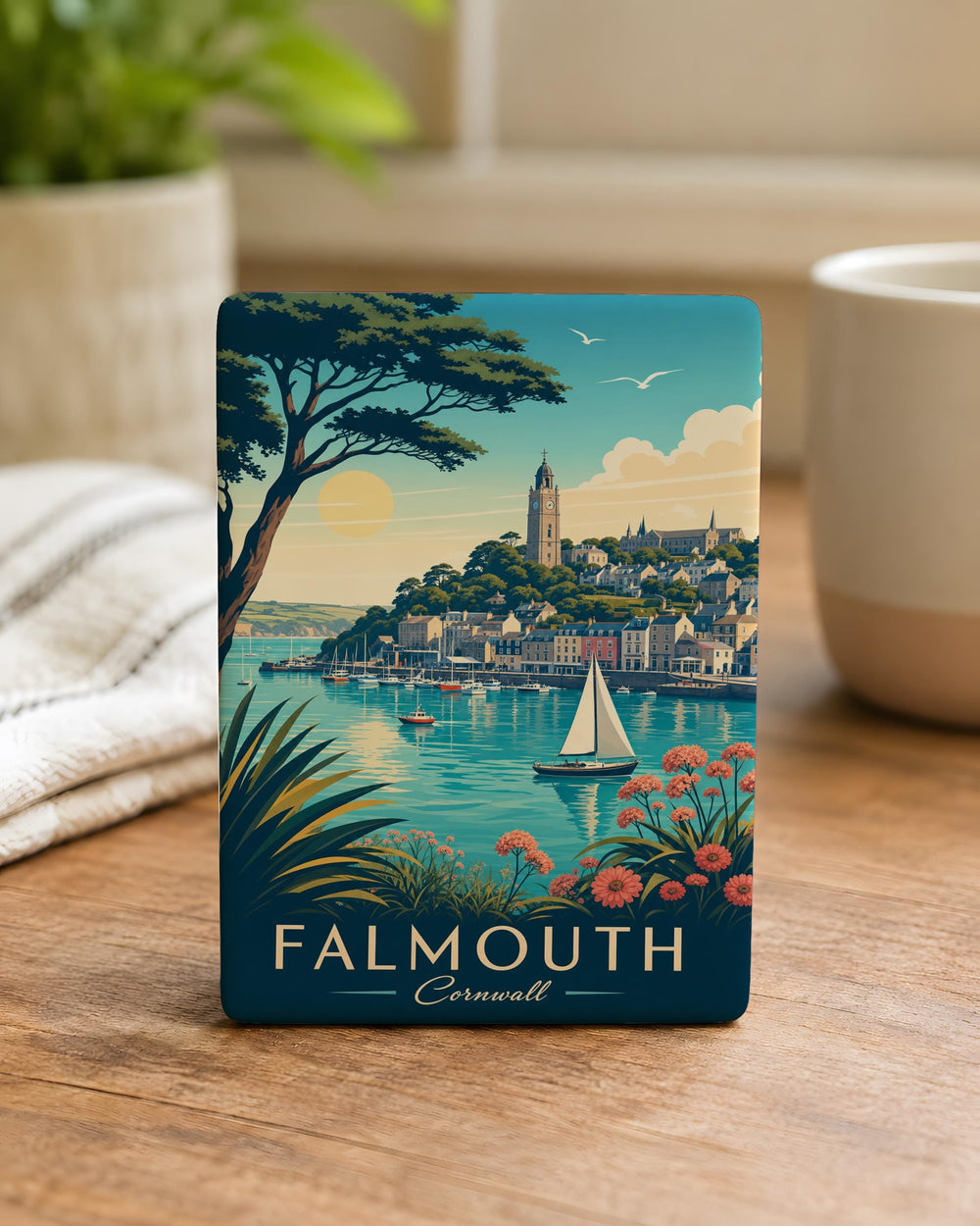 Falmouth Cornwall Fridge Magnet, Falmouth Harbour Souvenir Magnet, Cornwall England Travel Gift, Coastal Town Keepsake Magnet