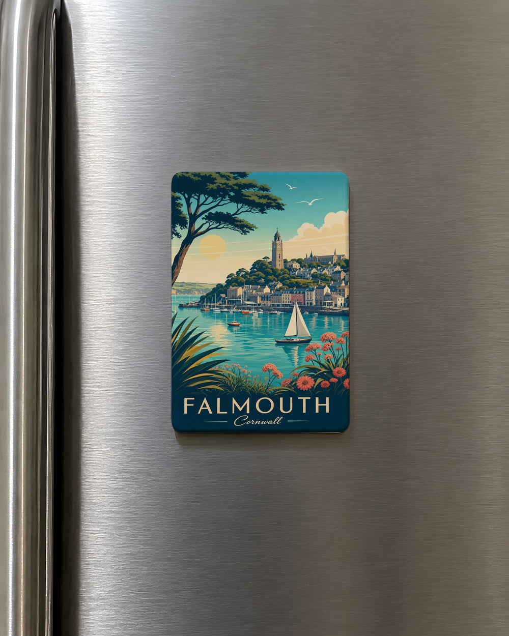 Falmouth Cornwall Fridge Magnet, Falmouth Harbour Souvenir Magnet, Cornwall England Travel Gift, Coastal Town Keepsake Magnet