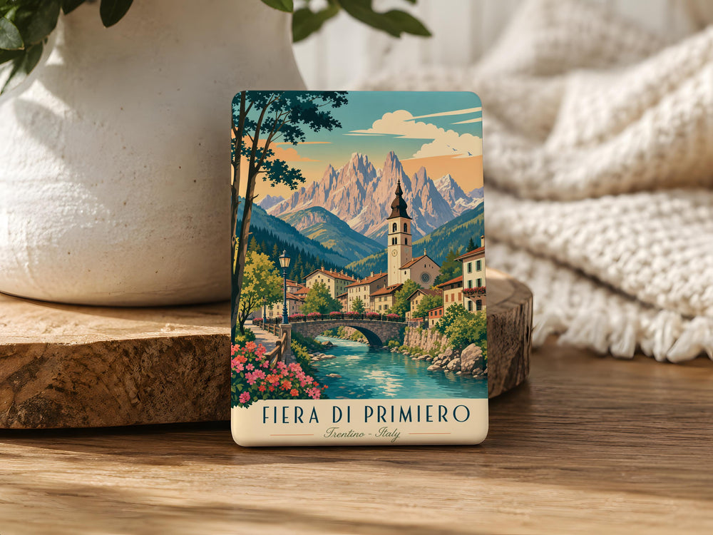 Fiera di Primiero Fridge Magnet, Italy Alpine Village Souvenir Magnet, Dolomites Travel Gift, Trentino Keepsake Magnet