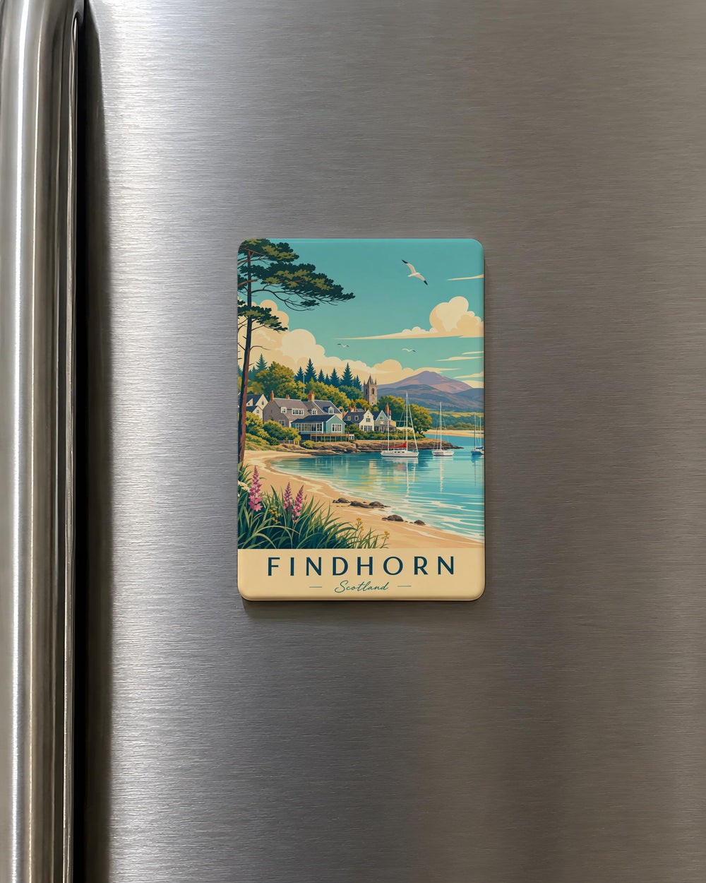 Findhorn Scotland Fridge Magnet, Findhorn Village Souvenir, Moray Firth Coastal Travel Keepsake Magnet