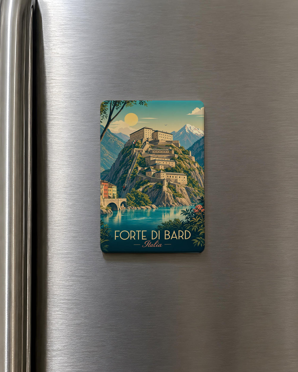 Forte di Bard Fridge Magnet, Bard Fortress Souvenir Magnet, Aosta Valley Italy Travel Keepsake Magnet