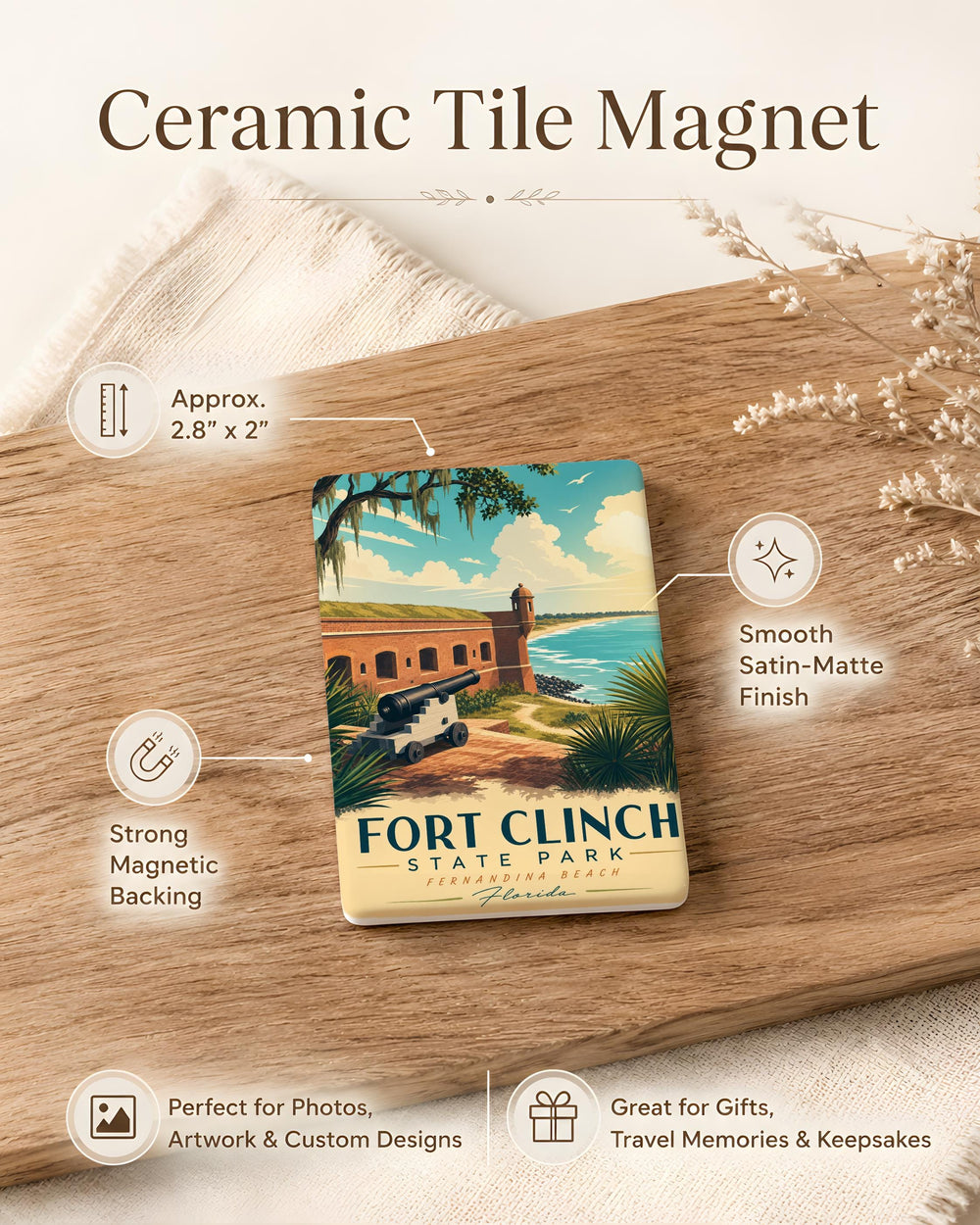 Fort Clinch State Park Fridge Magnet, Florida State Park Souvenir Magnet, Fernandina Beach Travel Keepsake Magnet