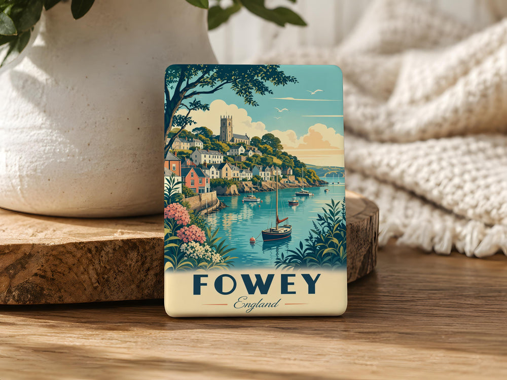 Fowey England Fridge Magnet, Fowey Cornwall Souvenir Magnet, Fowey Harbour Travel Gift, England Coastal Town Keepsake Magnet