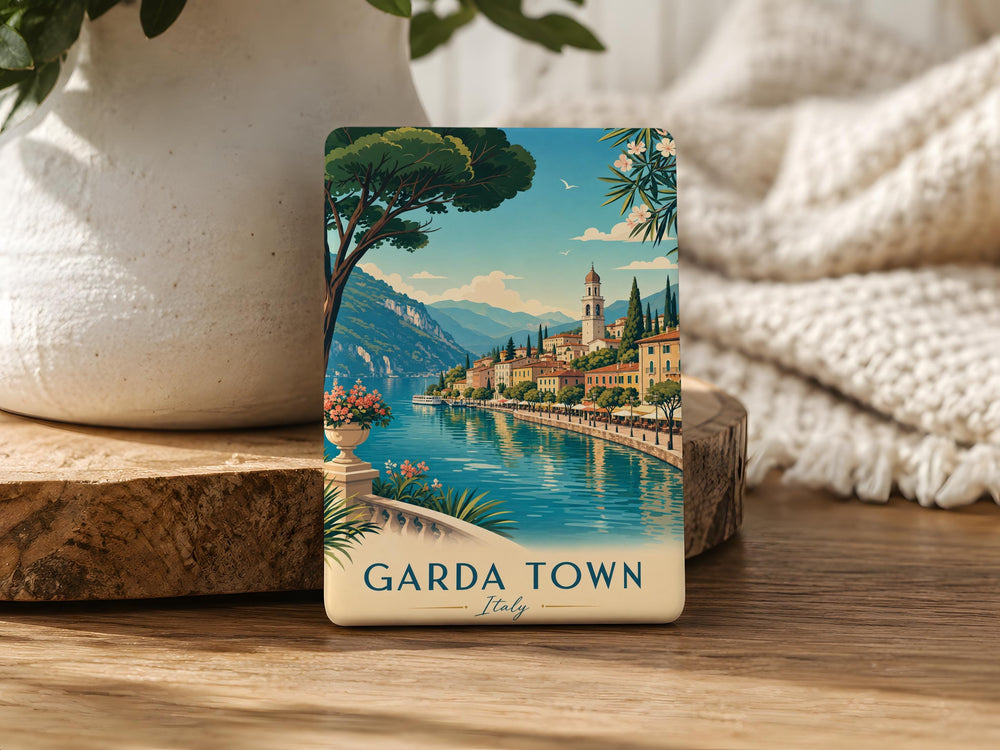 Garda Town Fridge Magnet, Lake Garda Italy Souvenir Magnet, Italian Lakeside Village Travel Keepsake Magnet