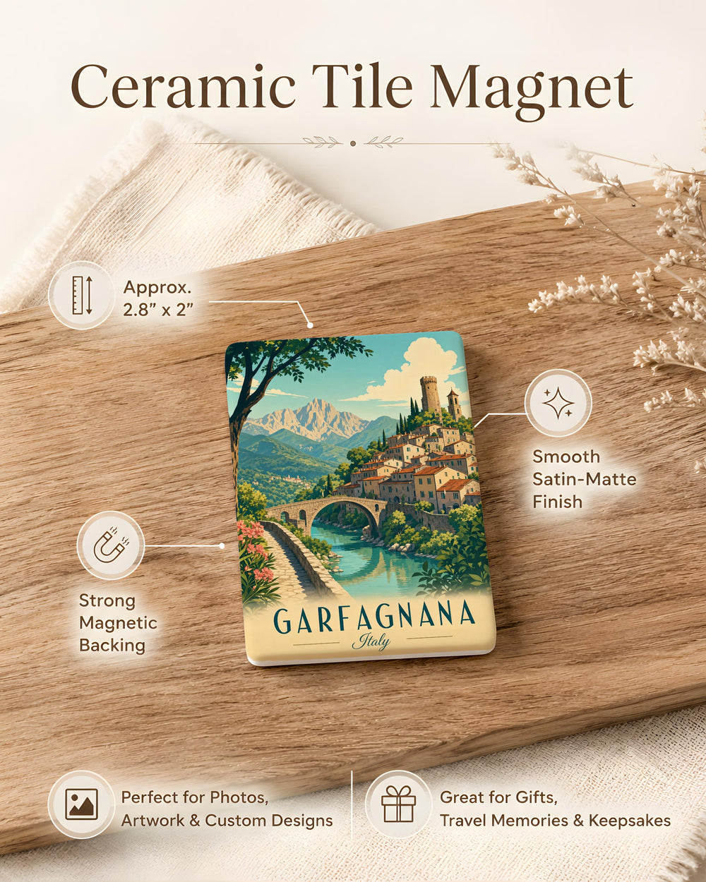 Garfagnana Italy Fridge Magnet, Tuscany Travel Souvenir, Italian Mountain Valley Landmark Keepsake Magnet