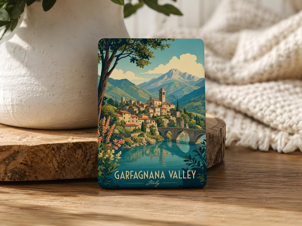 Garfagnana Valley Fridge Magnet, Tuscany Italy Landscape Souvenir, Italian Mountain Valley Travel Gift