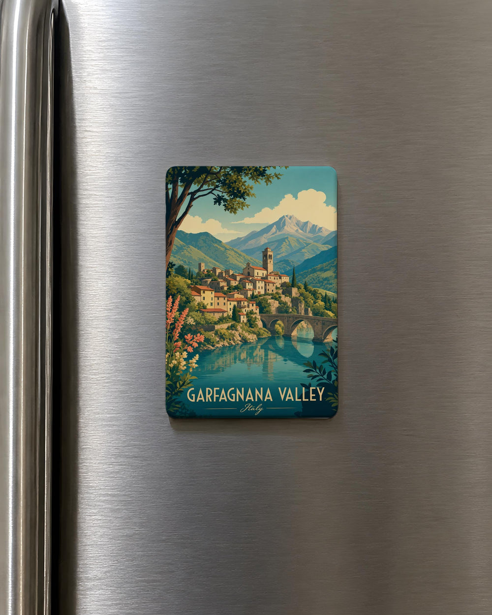 Garfagnana Valley Fridge Magnet, Tuscany Italy Landscape Souvenir, Italian Mountain Valley Travel Gift
