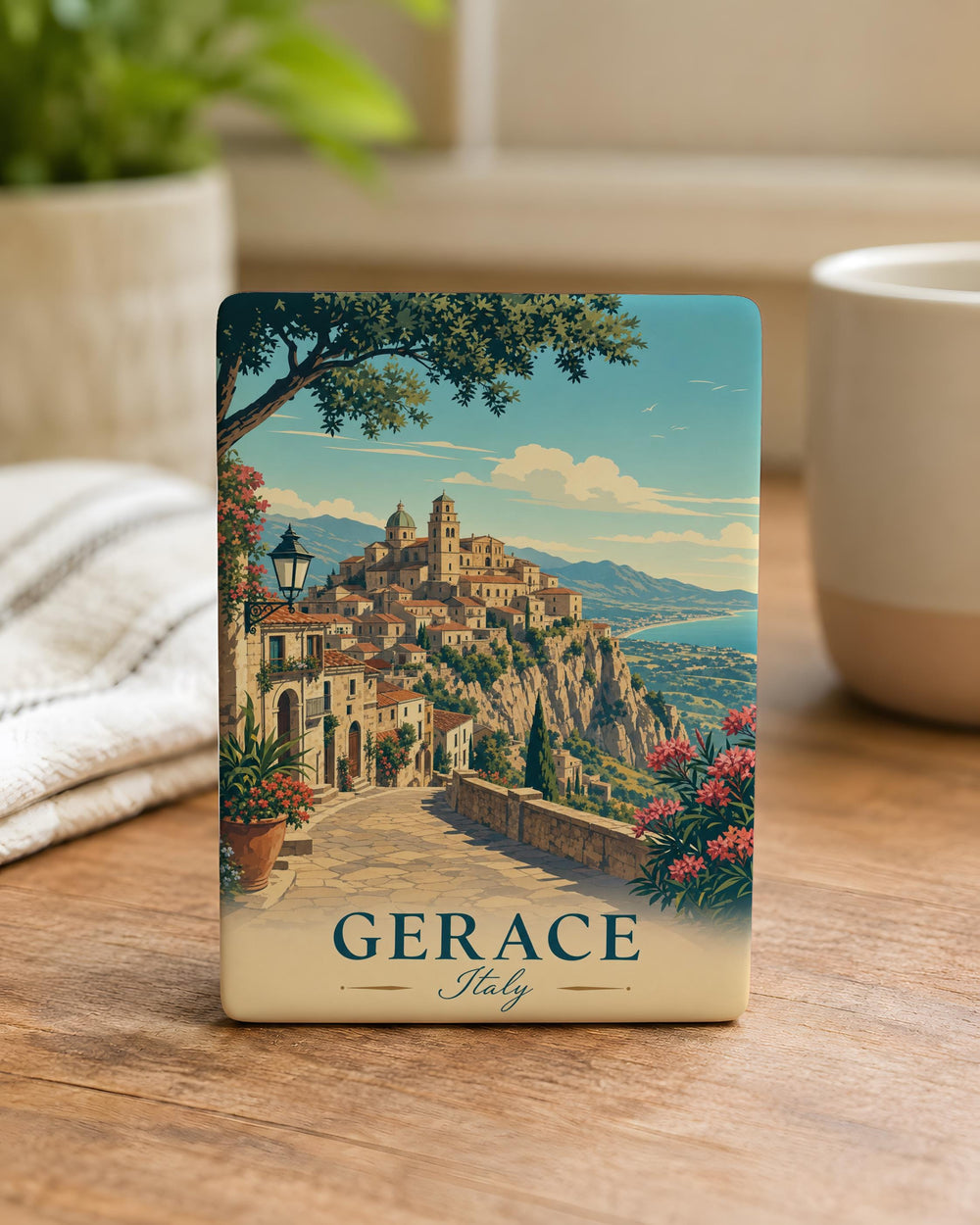 Gerace Italy Fridge Magnet, Calabria Travel Souvenir, Historic Hilltop Town Landmark Keepsake Magnet
