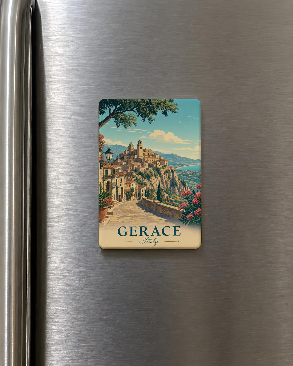 Gerace Italy Fridge Magnet, Calabria Travel Souvenir, Historic Hilltop Town Landmark Keepsake Magnet